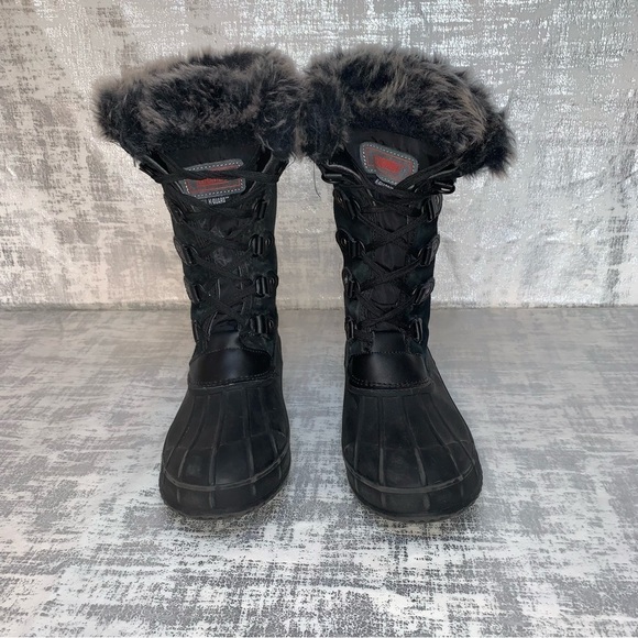 Khombu black lace up winter boots faux fur lined size 10 - Picture 2 of 12